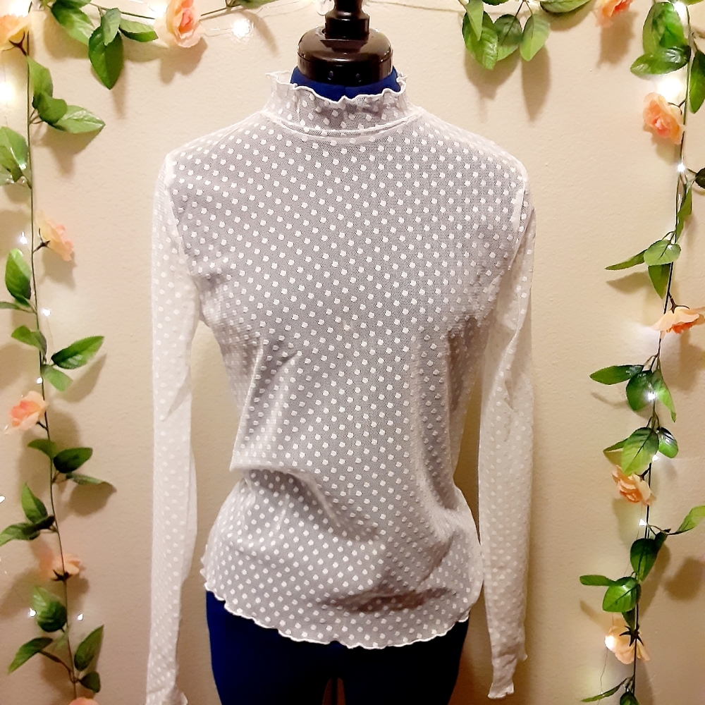 White Polka Dot Top